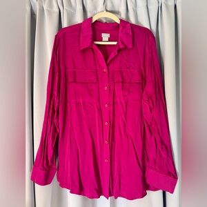 Fucshia Chico’s Button Down Shirt